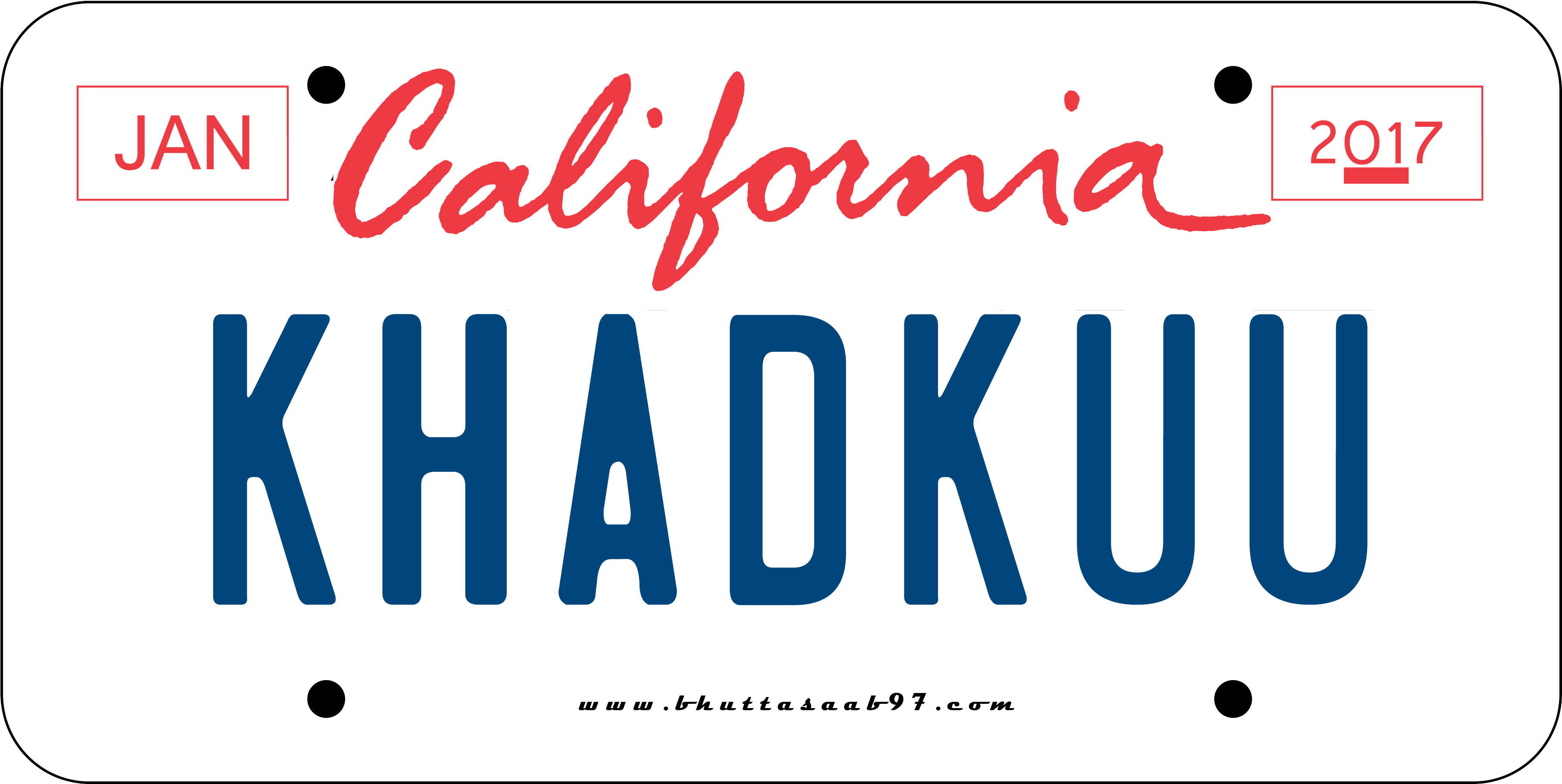California Khadkuu Number Plate - Ronald Reagan Presidential Library (4689x2417), Png Download