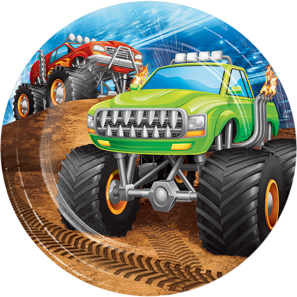 Monster Truck Dessert Plates - Monster Truck Happy Birthday (600x600), Png Download
