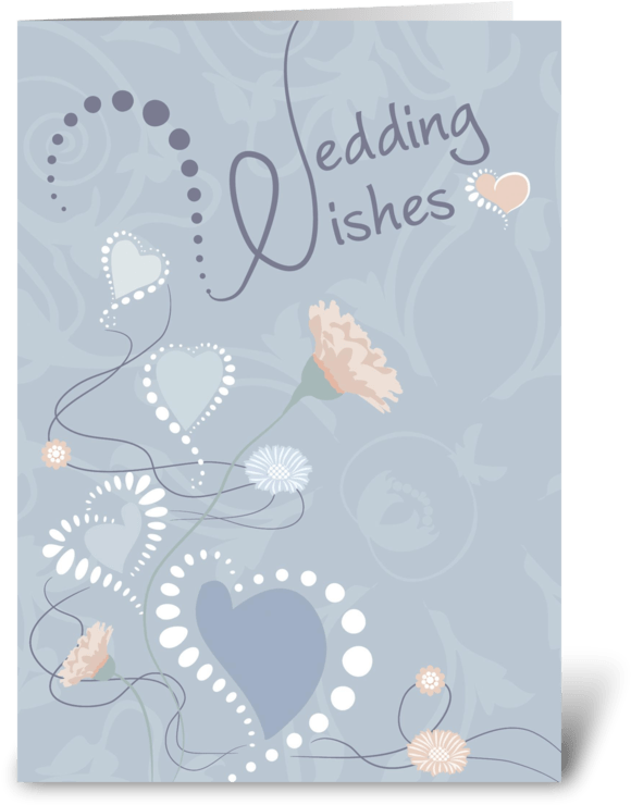 Wedding Wishes Hearts And Flowers Greeting Card - Poster (700x792), Png Download