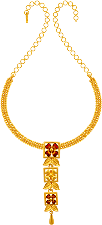 22k Yellow Gold Necklace - Pc Chandra Jewellers Light Weight Necklace Collection (1000x1000), Png Download