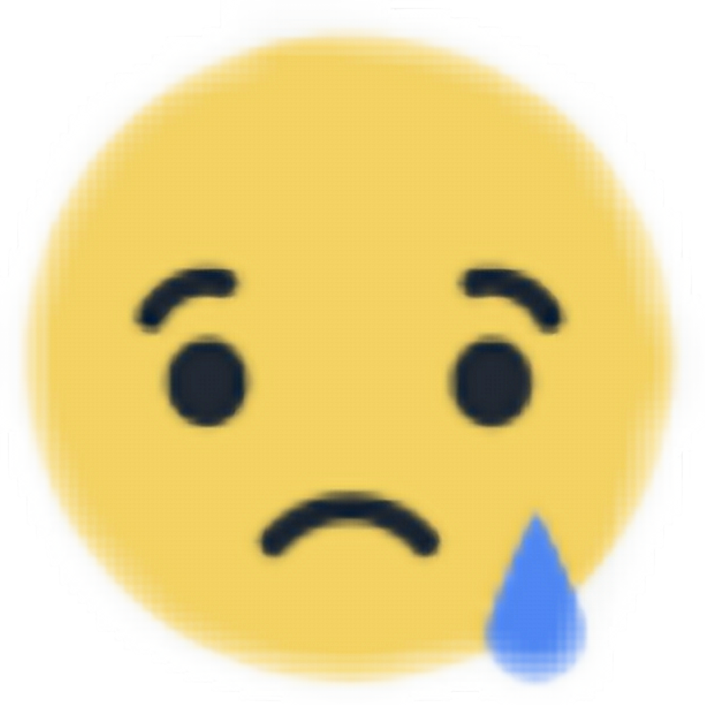 Awesome Sad Reaction Facebook Stickers Yellowublue - Facebook Sad React Transparent (1024x1024), Png Download
