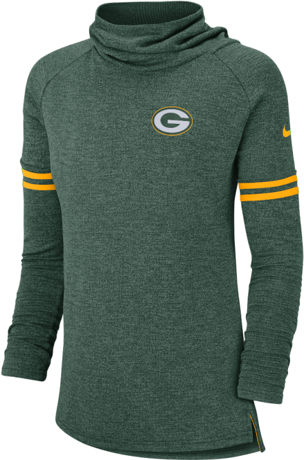 Green Bay Packers Ladies Long Sleeve Funnel Top - Funnel Neck (700x700), Png Download