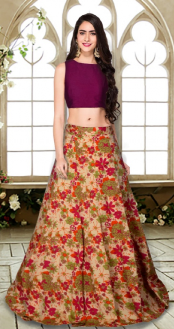 Party Wear Crop Top Lehenga (868x1134), Png Download