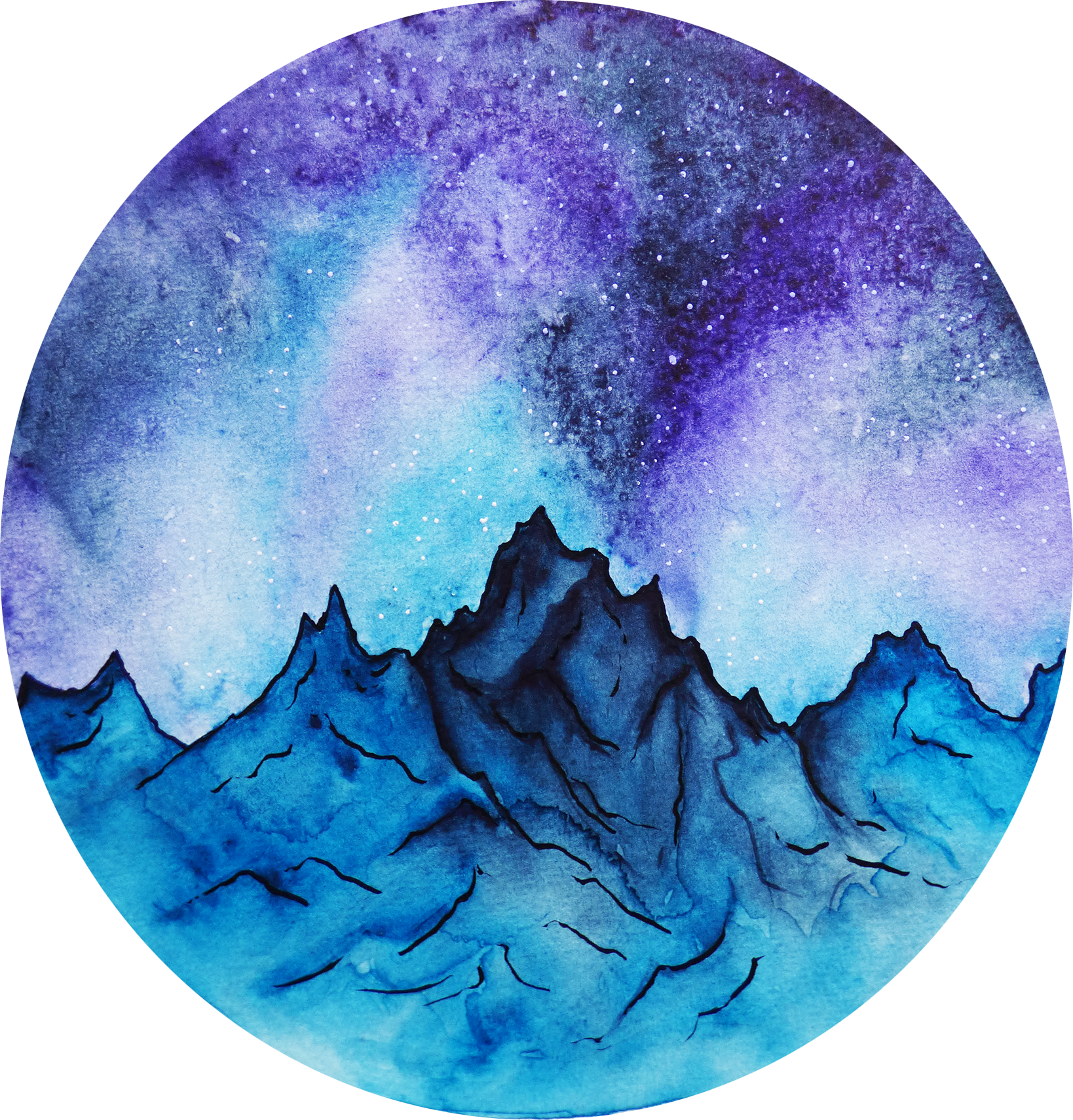 How To Paint A Watercolor Galaxy, Nebula And Night - Circle (1638x1710), Png Download