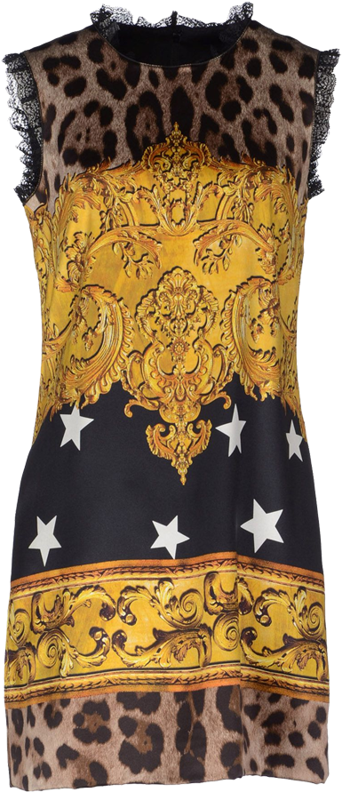 Dolce & Gabbana Short Sleeveless Leopard Print Star - Day Dress (800x1018), Png Download