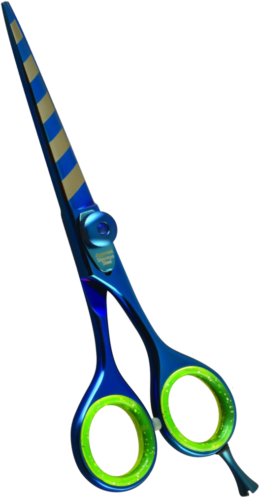 Samurai Hair Cutting Scissor Blue Titanium With Beautiful - Scissors (600x1085), Png Download