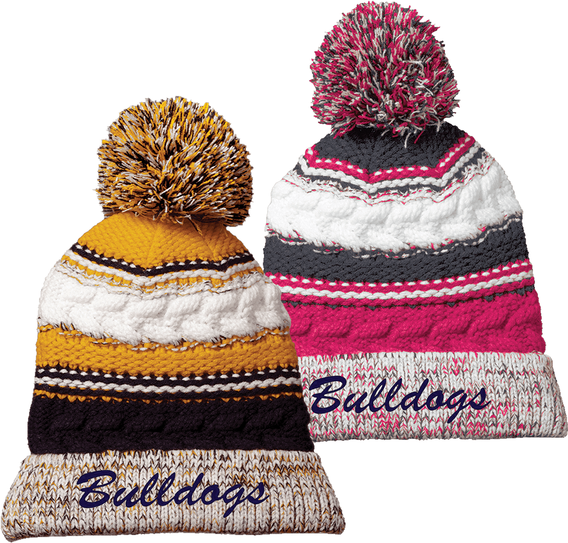 Ofab Bulldogs Pom Pom Beanie - Red And Black Knit Hats (1200x1200), Png Download