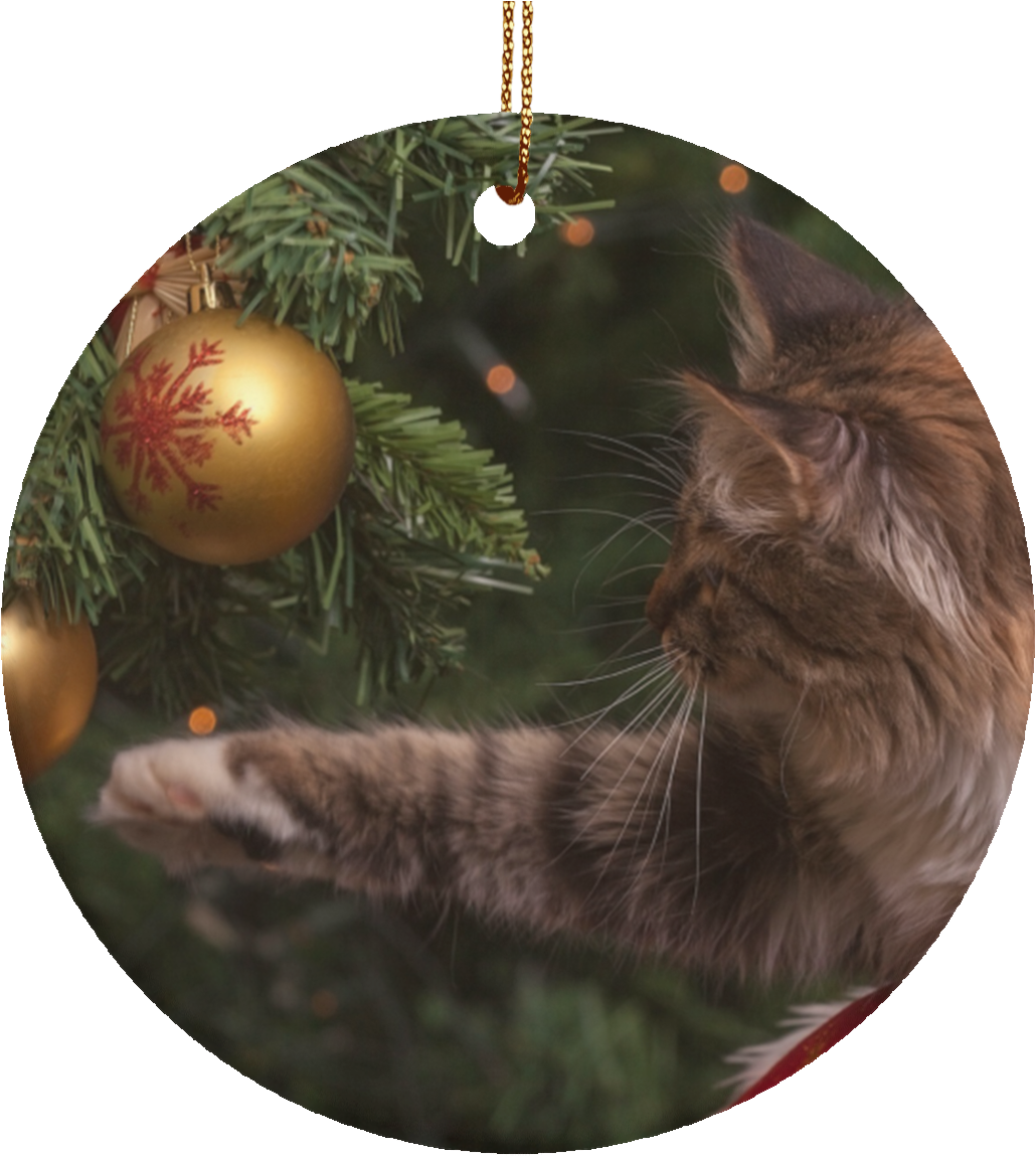New Kitty Christmas Tree Holiday Cat Ornament New - Открытка Со Старым Новым Годом 2019 (1155x1155), Png Download