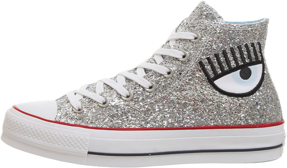 Converse X Chiara Ferragni Glitter Hi Top Chuck Taylor - Chiara Ferragni Converse Png (1000x563), Png Download