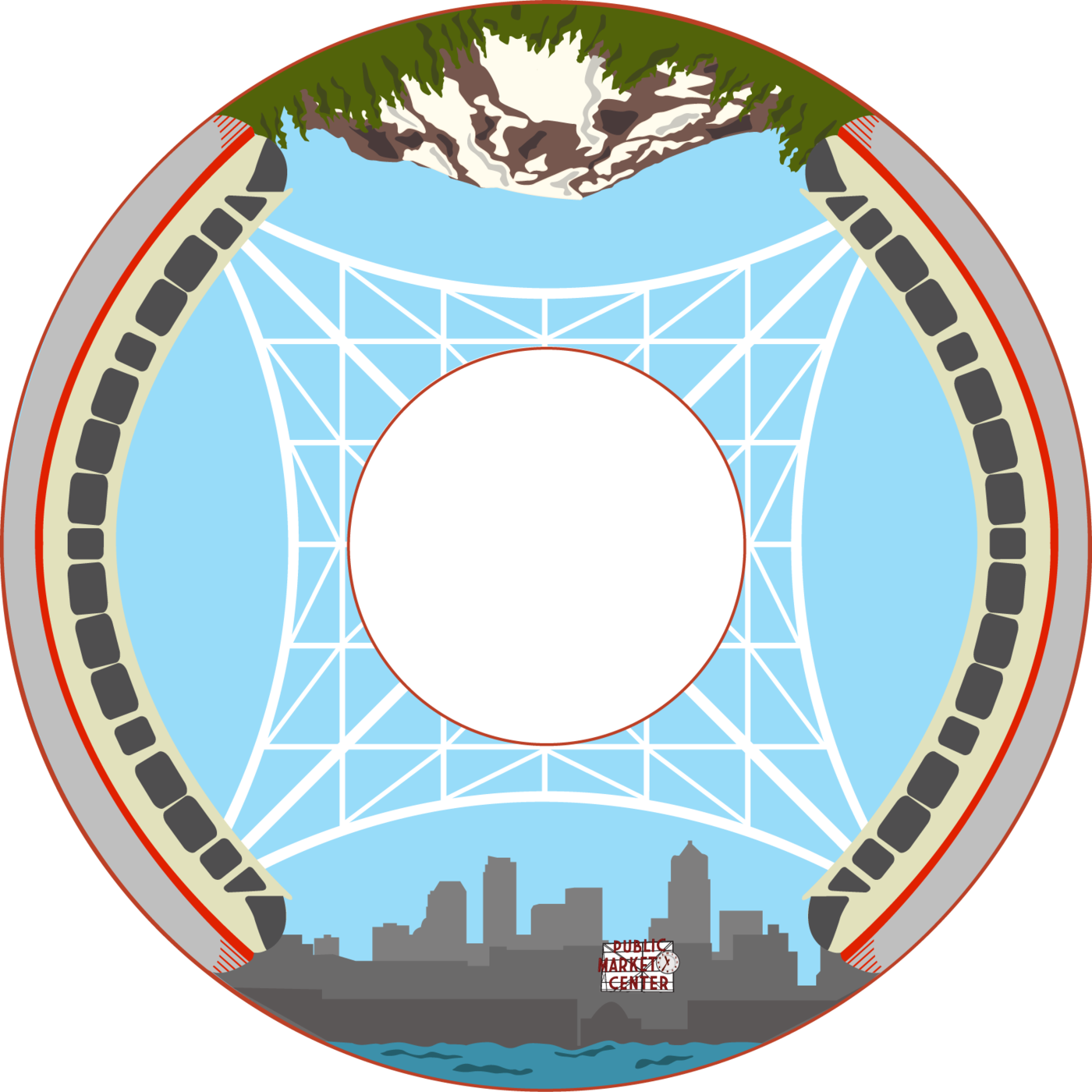 Space Needle Redesign - Circle (1400x1400), Png Download