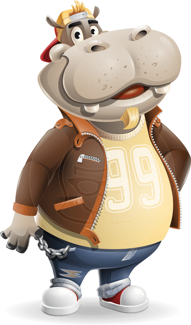 Hippo Cartoon Character - Hippo Cartoon (957x1060), Png Download