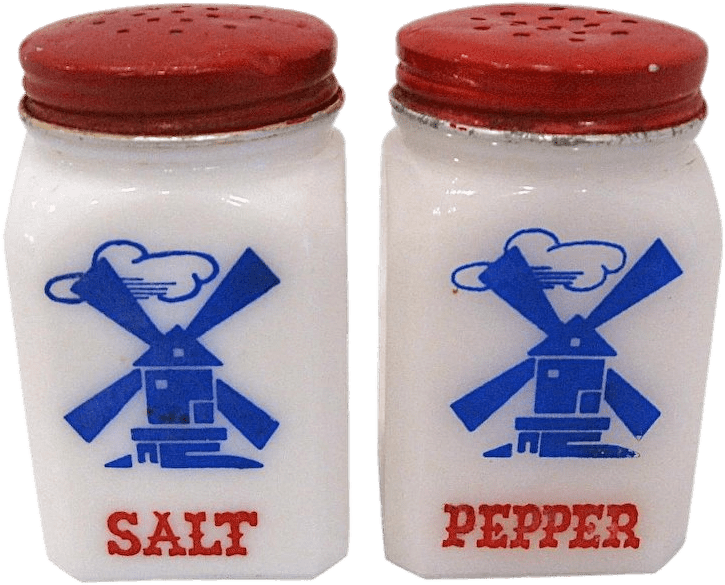 Download - Milk Glass Windmill Salt And Pepper Shakers (740x740), Png Download