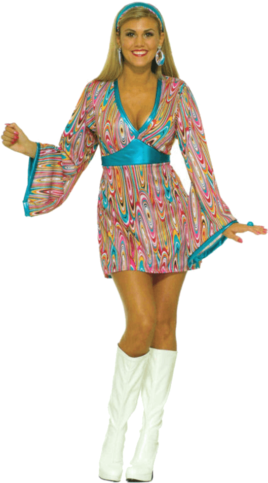 Adult Wild Swirl Sexy 70s Costume - Sexy 70s Costume (600x951), Png Download