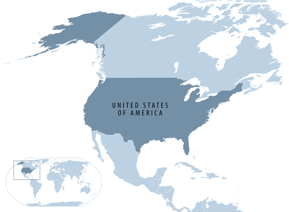 Location Of The United States - Human Geography Map Of North America (975x696), Png Download