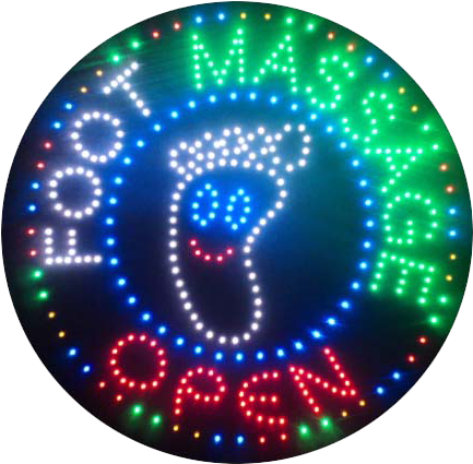 Led Flashing Foot Massage Open Sign - Circle (640x480), Png Download