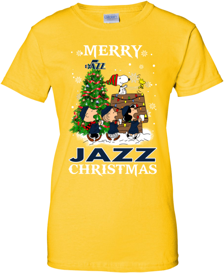 Merry Utah Jazz Christmas Snoopy Ugly Sweater Style - Shirt (1155x1155), Png Download