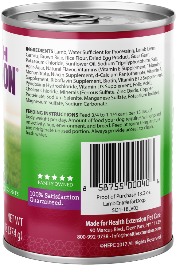 Health Extension Lamb Entree Canned Dog Food - Raspberry (714x1000), Png Download