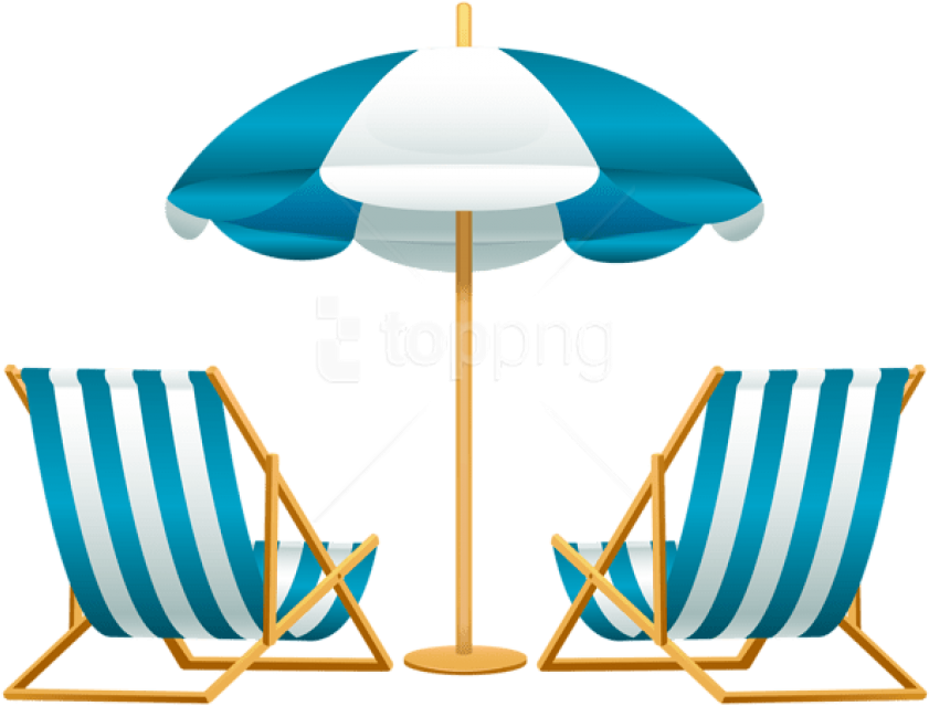 Free Png Download Beach Umbrella With Chairs Free Clipart - Beach Umbrella And Chair Clip Art (850x645), Png Download