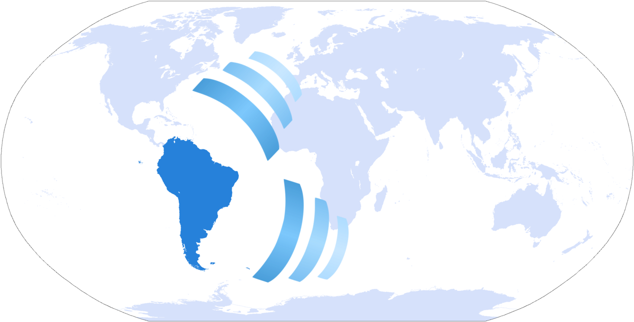 South America - World Map (1280x651), Png Download