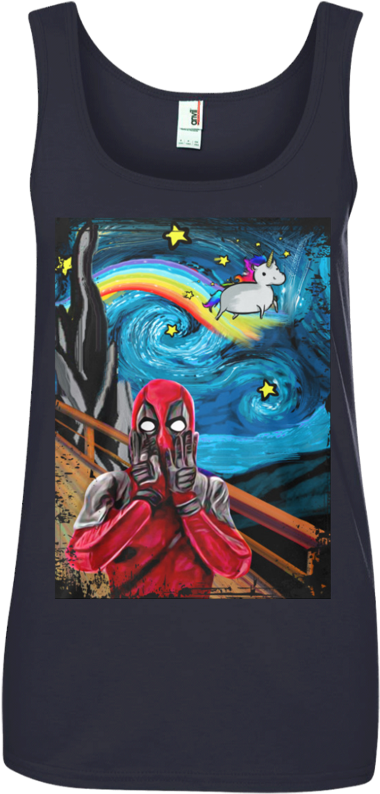 Deadpool Scream Unicorn Starry Night Shirt, Tank, Hoodie - Shirt Deadpool Starry Night (1155x1155), Png Download
