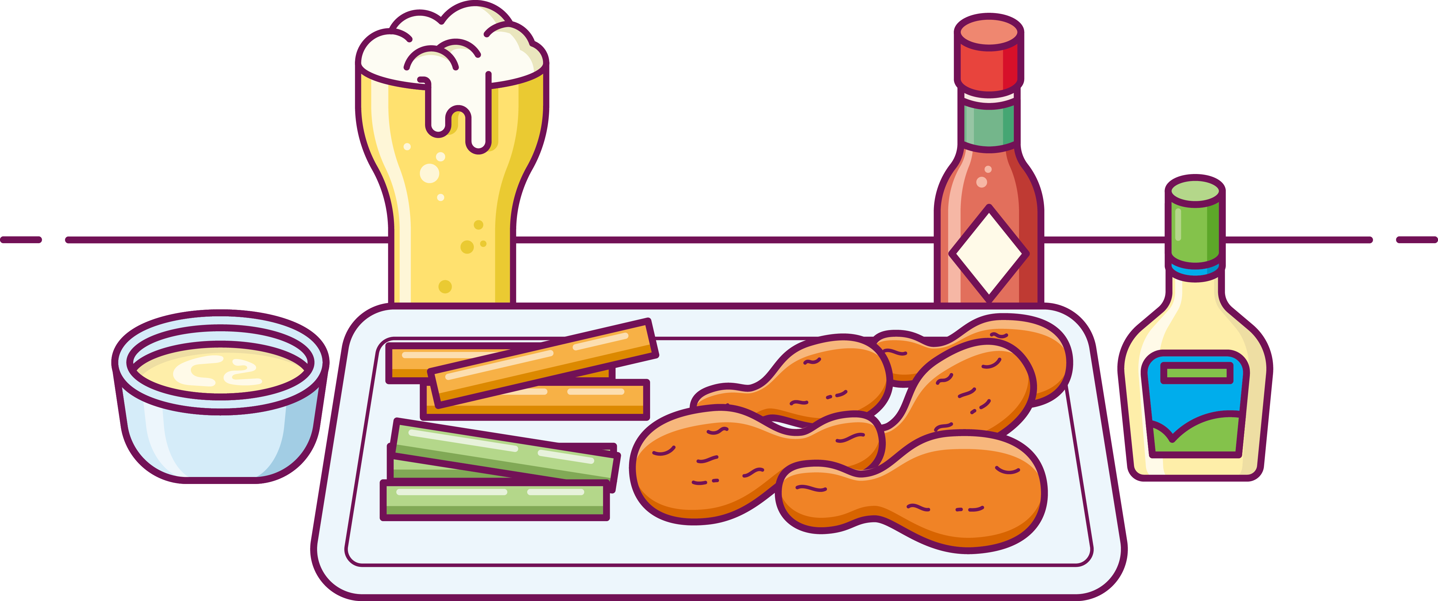 Fried Chicken Buffalo Wing Beer Fast Food - Fried Chicken (4716x1972), Png Download