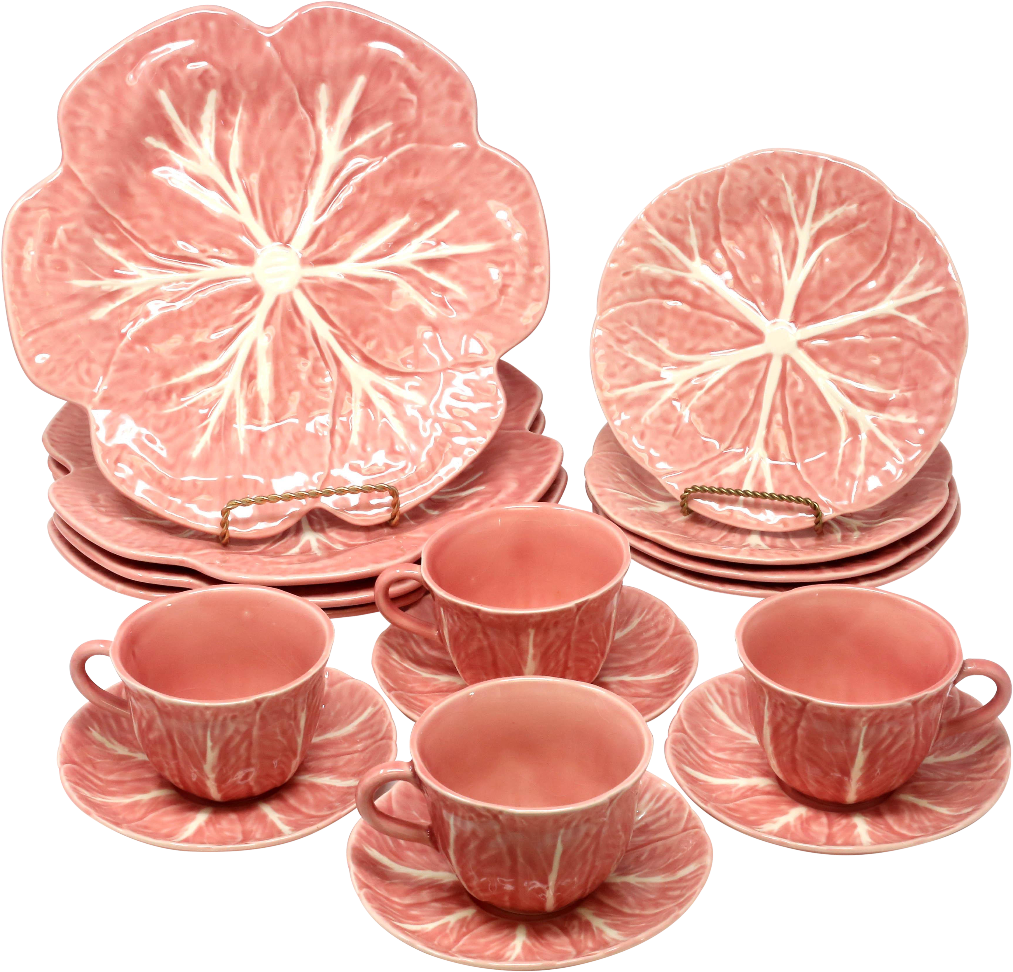 Bordallo Pinheiro Rare Pink Majolica Cabbage 4 Full - Saucer (3857x3699), Png Download