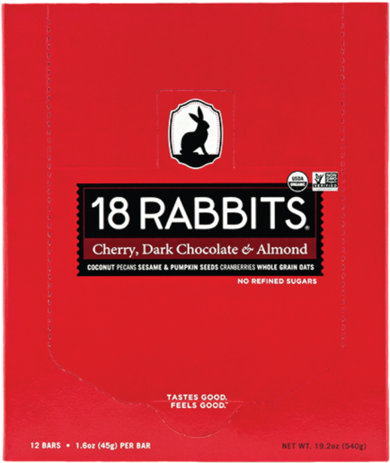 18 Rabbits Cherry Dark Chocolate Almond Bar - Graphic Design (600x600), Png Download