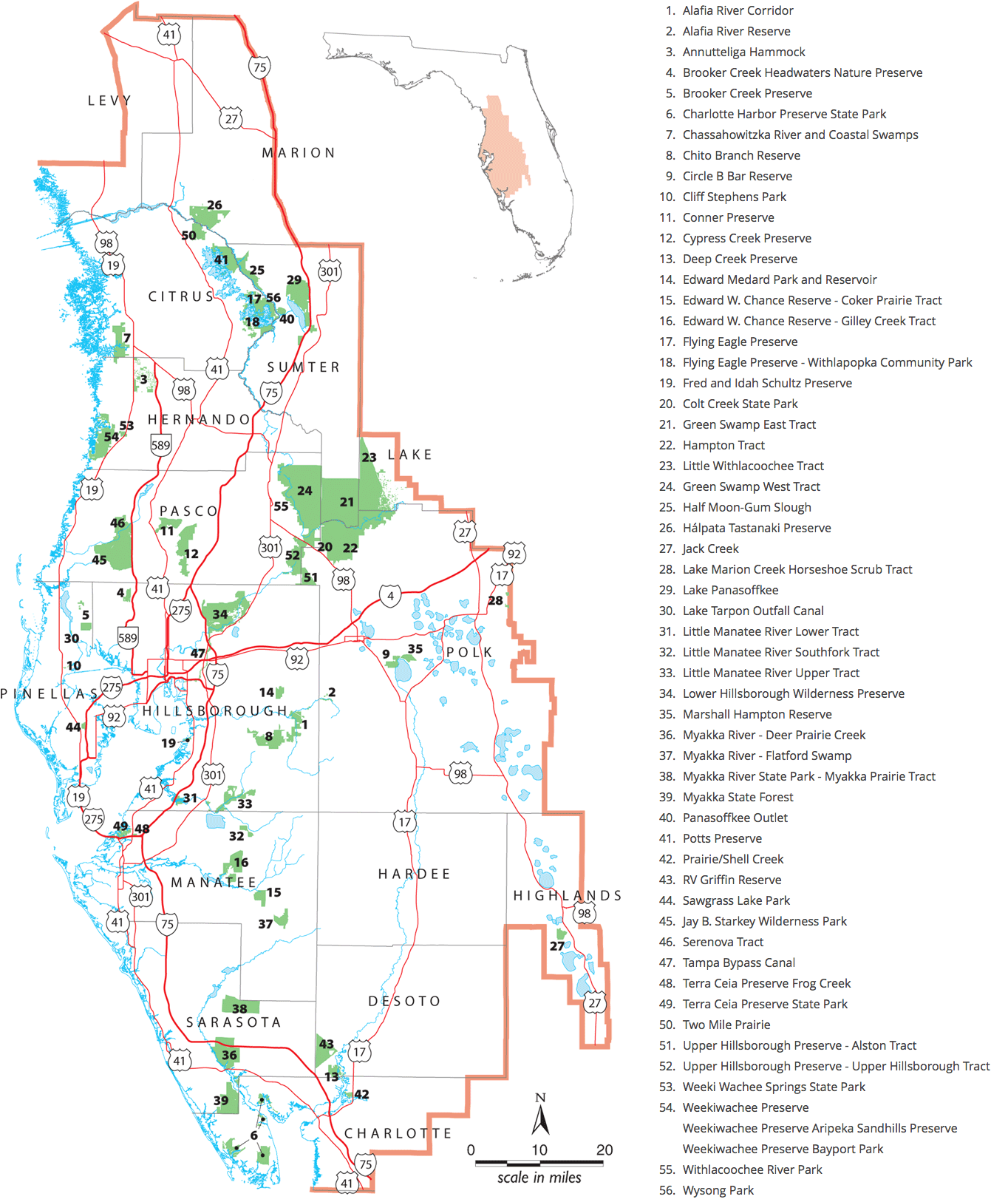 Recreation Areas Map - Florida Map (1389x1625), Png Download
