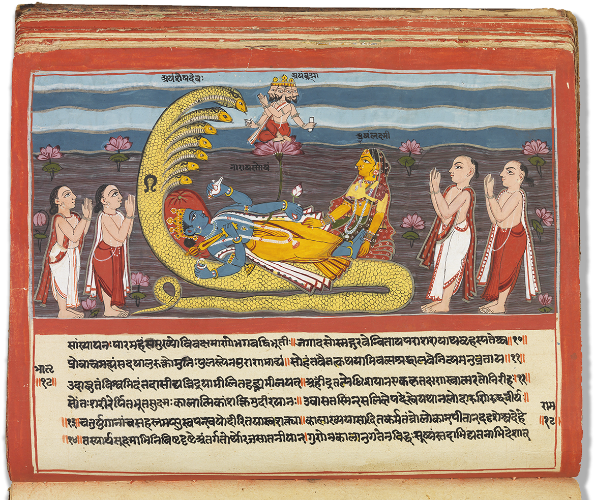 Bhagavata Purana In Four Volumes - Painting (1334x1000), Png Download