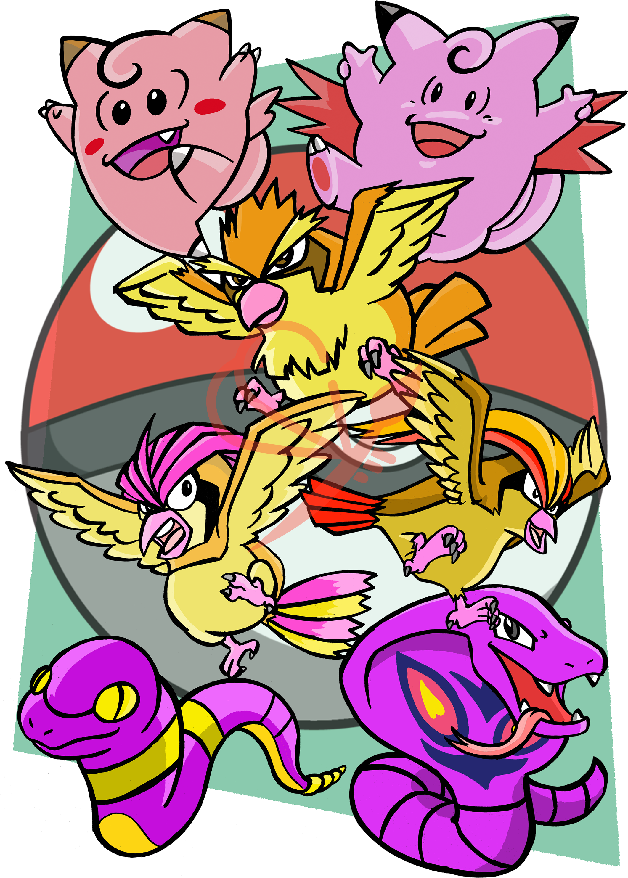Parodia Pokemon, Pidgey Y Otros, Bandai, Manga & Anime, - Cartoon (3000x3000), Png Download
