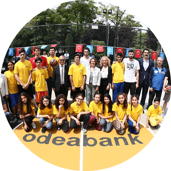 Odeabank Renovated A Basketball Court With The 3 Points - Wall Clock (700x700), Png Download