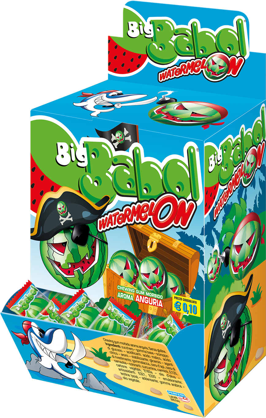 Big Babol Chewing Gum Watermelon 200 Pz - Big Babol (955x1417), Png Download