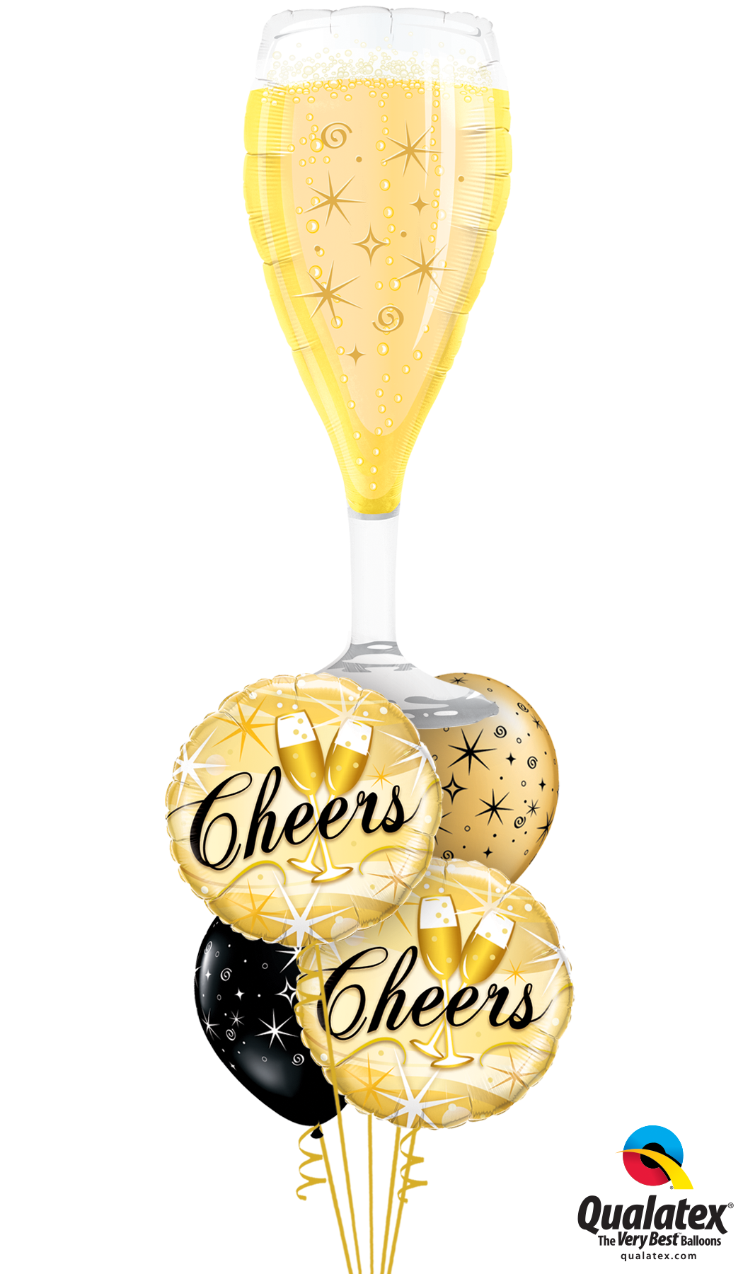 Bubbly Wine Glass Cheers - Qualatex (1050x1800), Png Download
