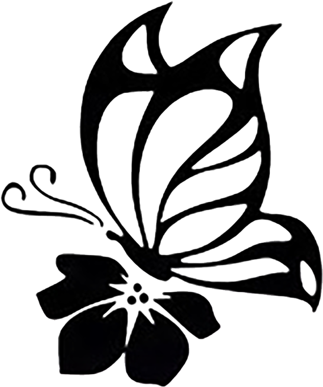 Butterfly On Flower Decal (672x793), Png Download