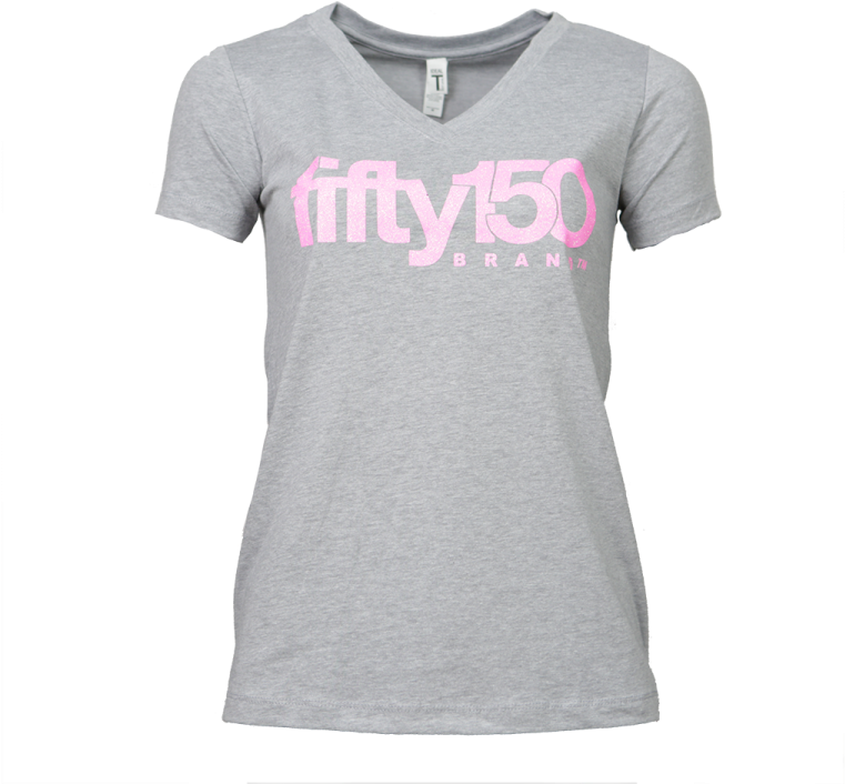 Heather Grey Deep V-neck Tee Hot Pink Glitter Logo - Active Shirt (768x768), Png Download