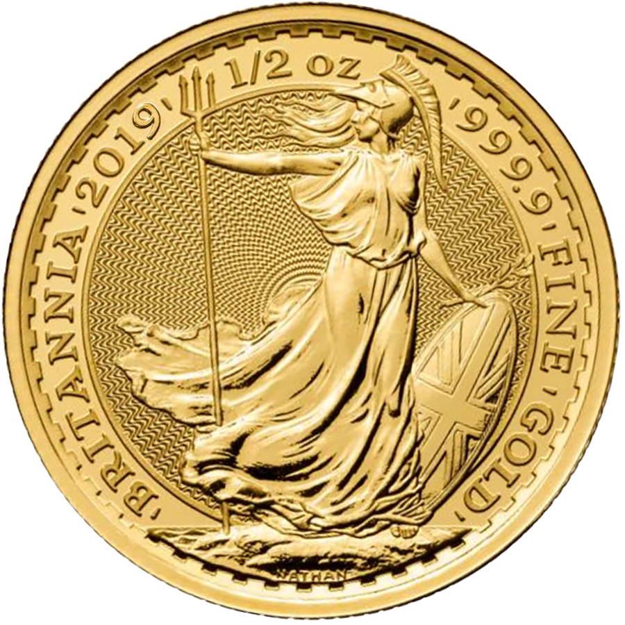 2019 Uk Britannia 1/2oz Gold Coin - Britannia Gold Coin 2018 (900x900), Png Download