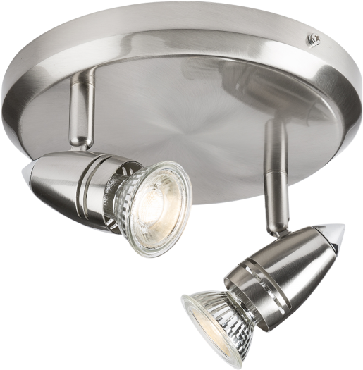 Gu10 Led Twin Spotlight Fitting Round Plate Brushed - Shower Head (600x600), Png Download