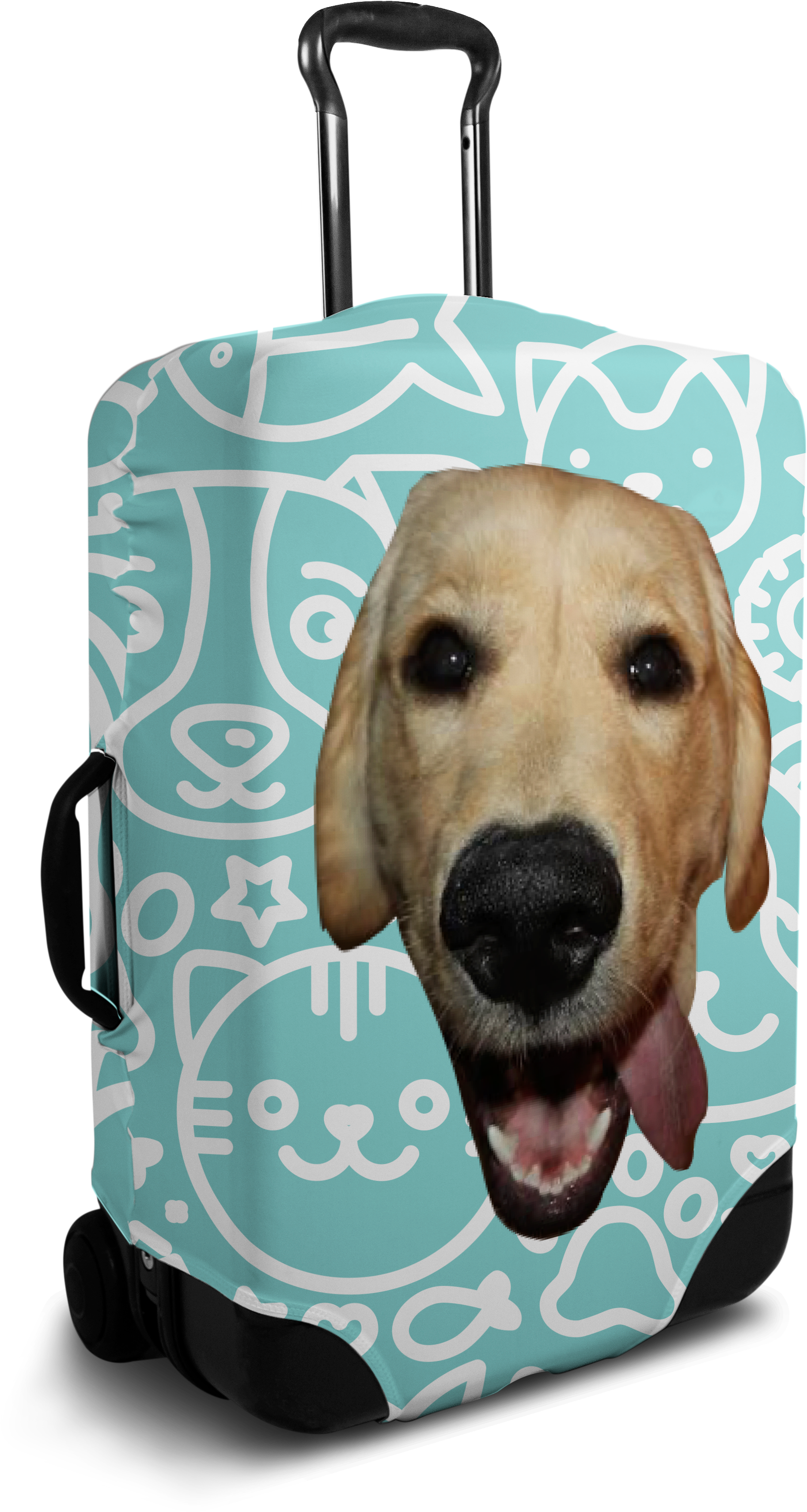Custom Blue Luggage Cover With Personalized Dog Face - Sushi Luggage Cover (2400x3600), Png Download