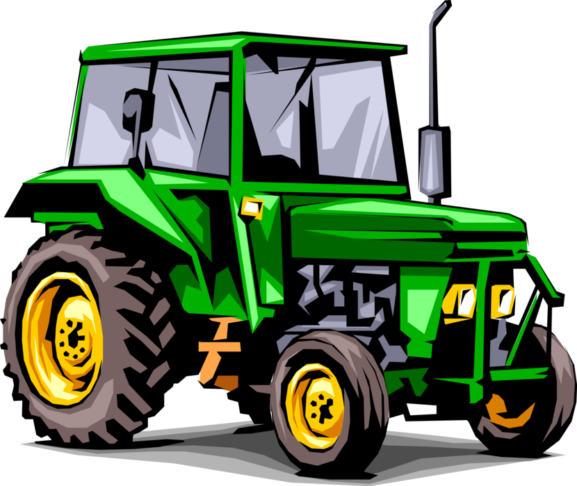 Vector Illustration Of Agriculture And Farming Equipment - Clipart Green Tractor (830x700), Png Download