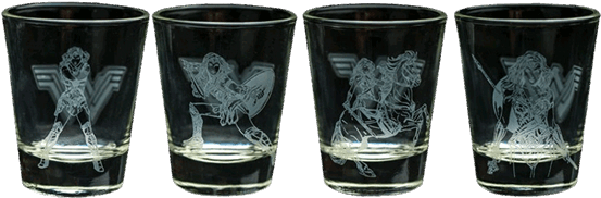 Wonder Woman Frosted Shot Glass Set - Pint Glass (600x600), Png Download