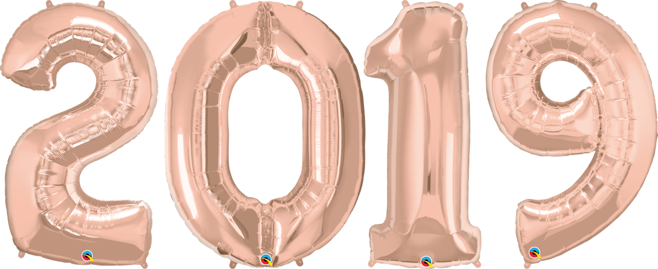 34" Rose Gold 2019 Foil Number Balloons Bundle - Rose Gold Foil Numbers Png (2292x938), Png Download