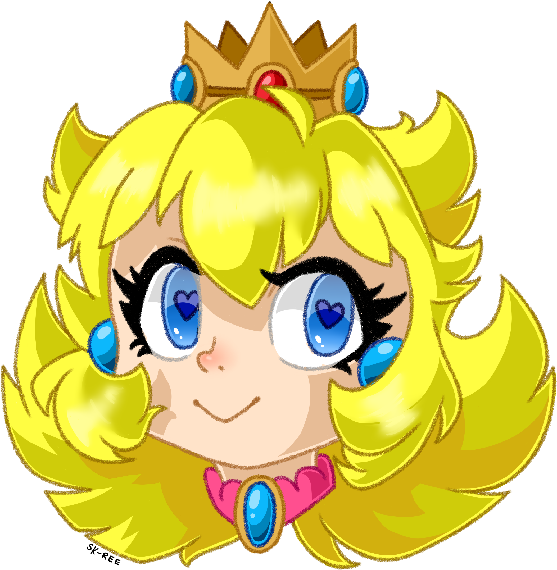 Princess Peach Headshot - Cartoon (2362x2418), Png Download