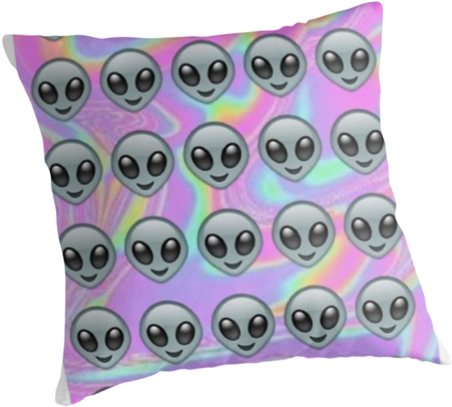 Alien Emoji Holographic Effect Throw Pillows Rad Png - Cushion (875x875), Png Download