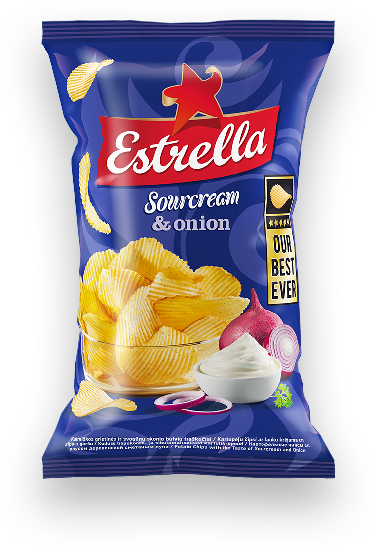 Estrella Potato Chips Review - Estrella Sour Cream And Onion (764x1116), Png Download