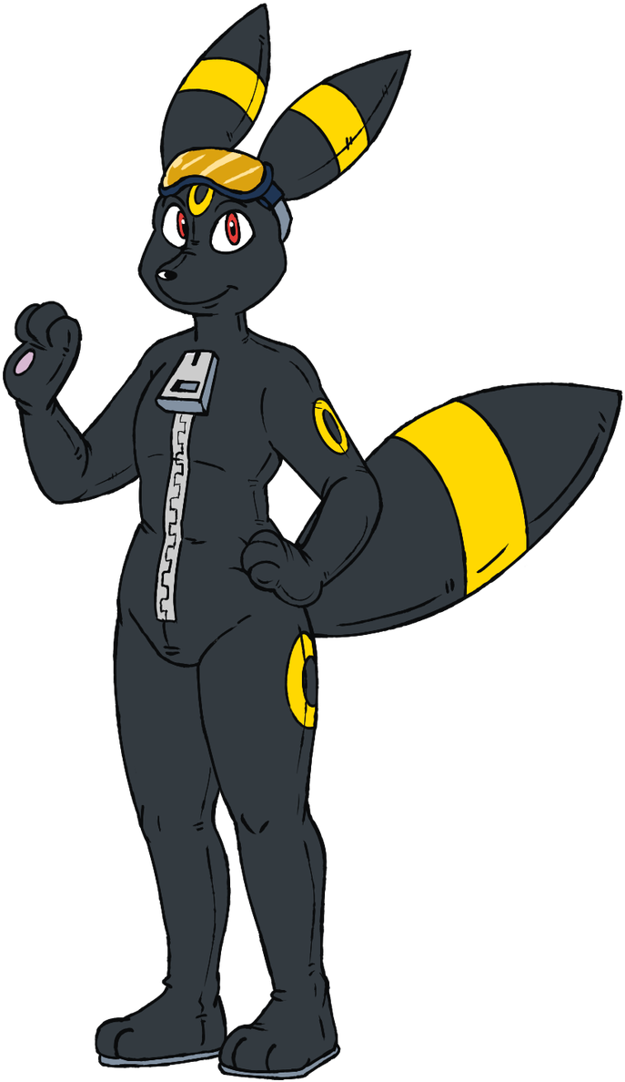 A Living Umbreon Suit Fella - Cartoon (734x1200), Png Download
