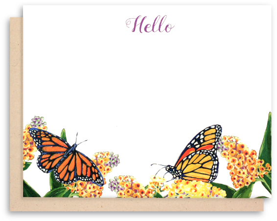 Monarch Butterfly Flat Note Cards - Monarch Butterfly (583x539), Png Download