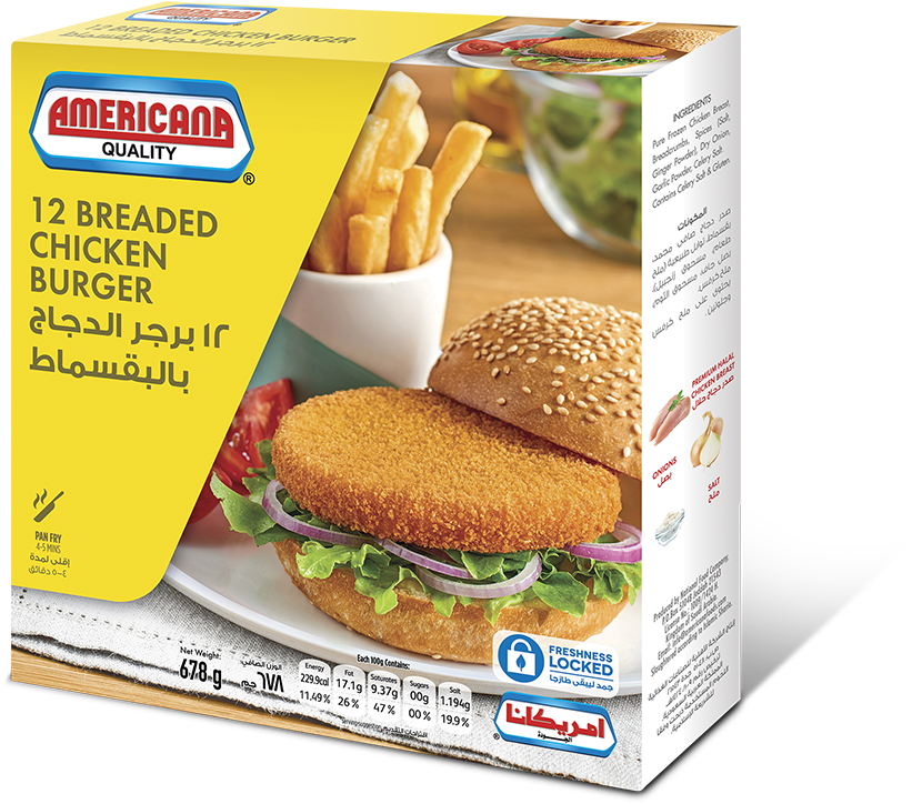 Chicken Burger 12pcs 678g - Chicken Burger Americana (992x910), Png Download