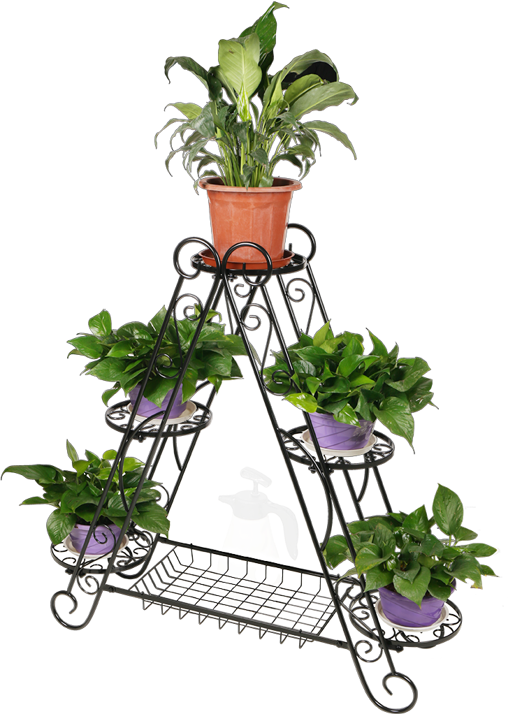 Details About 6pot Triangle Plant Flower Stand Metal - Flowerpot (1100x1100), Png Download