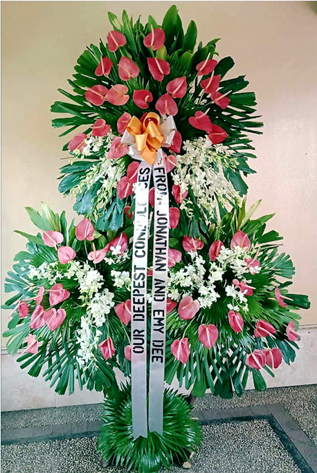 Funeral Flowers Three Layered Stand Arrangement - Protea (700x700), Png Download