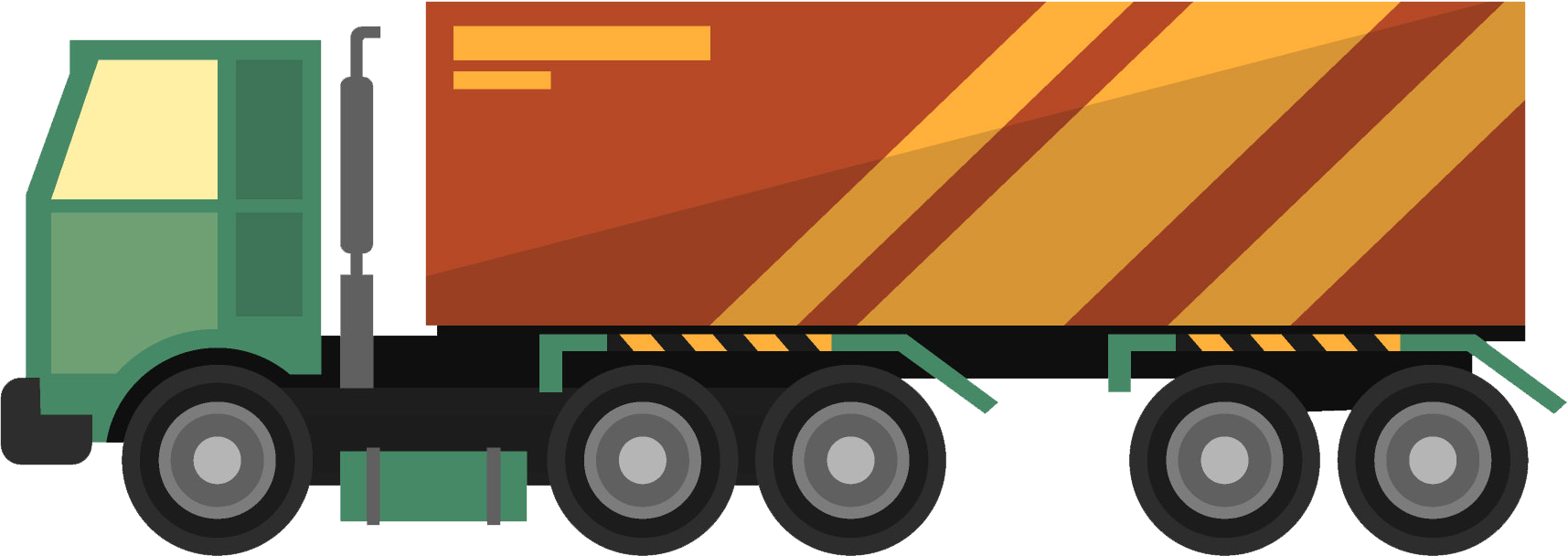 Curtainsider Truck Icon Big - Trailer Truck (1715x608), Png Download